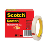 Scotch® Transparent Tape, 3" Core, 0.5" x 72 yds, Transparent, 2/Pack (MMM6002P1272) Pack of 2