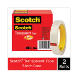 Scotch® Transparent Tape, 3" Core, 0.75" x 72 yds, Transparent, 2/Pack (MMM6002P3472) Pack of 2