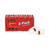Scotch® Transparent Tape, 1" Core, 0.75" x 36 yds, Transparent, 6/Pack (MMM6006PK) Pack of 6