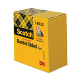 Scotch® Double-Sided Tape, 3" Core, 0.5" x 36 yds, Clear, 2/Pack (MMM6652P1236) Pack of 2