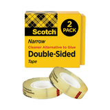 Scotch® Double-Sided Tape, 3" Core, 0.5" x 36 yds, Clear, 2/Pack (MMM6652P1236) Pack of 2