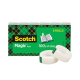 Scotch® Magic Tape Refill, 1" Core, 0.75" x 36 yds, Clear, 6/Pack (MMM8106PK) Pack of 6