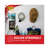 Command™ General Purpose Designer Hooks, Medium, Plastic, White, 3 lb Capacity, 50 Hooks and 50 Strips/Carton (MMM17081CABPK) Case of 50