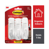 Command™ General Purpose Hooks Multi-Pack, Large, Plastic, White, 5 lb Capacity, 3 Hooks and 6 Strips/Pack (MMM170033ES) Pack of 3