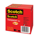 Scotch® Transparent Tape, 3" Core, 1" x 72 yds, Transparent, 3/Pack (MMM600723PK) Pack of 3