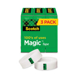 Scotch® Magic Tape Refill, 3" Core, 1" x 72 yds, Clear, 3/Pack (MMM810723PK) Pack of 3