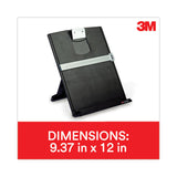 3M™ Fold-Flat Freestanding Desktop Copyholder, 150 Sheet Capacity, Plastic, Black/Silver Clip (MMMDH340MB) Each