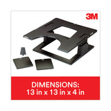 3M™ Adjustable Notebook Riser, 13" x 13" x 4" to 6", Black, Supports 20 lbs (MMMLX500) Each