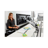 3M™ Easy-Adjust Desk Dual Arm Mount for 27" Monitors, 360 deg Rotation, +90/-15 deg Tilt, 360 deg Pan, Silver, Supports 20 lb (MMMMA265S) Each