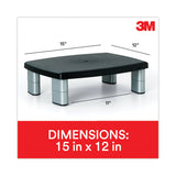 3M™ Adjustable Height Monitor Stand, 15" x 12" x 2.63" to 5.78", Black/Silver, Supports 80 lbs (MMMMS80B) Each