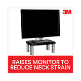 3M™ Adjustable Height Monitor Stand, 15" x 12" x 2.63" to 5.78", Black/Silver, Supports 80 lbs (MMMMS80B) Each