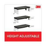 3M™ Extra-Wide Adjustable Monitor Stand, 20" x 12" x 1" to 5.78", Silver/Black, Supports 40 lbs (MMMMS90B) Each