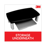 3M™ Extra-Wide Adjustable Monitor Stand, 20" x 12" x 1" to 5.78", Silver/Black, Supports 40 lbs (MMMMS90B) Each
