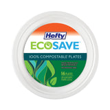 Hefty® ECOSAVE Tableware, Plate, Bagasse, 10.13" dia, White, 16/Pack (RFPD71016PK) Pack of 16