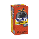 Hefty® Easy Flaps Trash Bags, 30 gal, 1.05 mil, 30" x 33", Black, 40/Box (RFPE27744) Box of 40