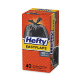 Hefty® Easy Flaps Trash Bags, 30 gal, 1.05 mil, 30" x 33", Black, 40/Box (RFPE27744) Box of 40