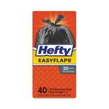 Hefty® Easy Flaps Trash Bags, 30 gal, 1.05 mil, 30" x 33", Black, 40/Box (RFPE27744) Box of 40
