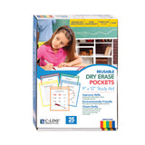 C-Line® Reusable Dry Erase Pockets, 9 x 12, Assorted Primary Colors, 25/Box (CLI40620) Box of 25