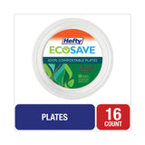 Hefty® ECOSAVE Tableware, Plate, Bagasse, 10.13" dia, White, 16/Pack (RFPD71016PK) Pack of 16