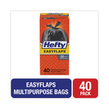 Hefty® Easy Flaps Trash Bags, 30 gal, 1.05 mil, 30" x 33", Black, 40/Box (RFPE27744) Box of 40
