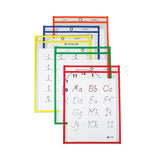 C-Line® Reusable Dry Erase Pockets, 9 x 12, Assorted Primary Colors, 25/Box (CLI40620) Box of 25