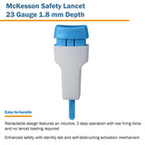 McKesson Safety Lancet 23 Gauge Retractable Push Button Activation Finger (1217990_BX) 100/BX