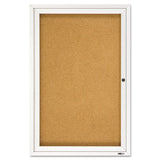 Quartet® Enclosed Indoor Cork Bulletin Board with One Hinged Door, 24 x 36, Tan Surface, Silver Aluminum Frame (QRT2363) Each