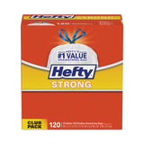 Hefty® Strong Tall Kitchen Drawstring Bags, 13 gal, 0.9 mil, 23.75" x 27", White, 120 Bags/Box, 3 Boxes/Carton (PCTE84562CT) Case of 360