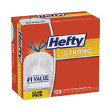 Hefty® Strong Tall Kitchen Drawstring Bags, 13 gal, 0.9 mil, 23.75" x 27", White, 90/Box (RFPE84574) Box of 90