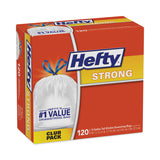Hefty® Strong Tall Kitchen Drawstring Bags, 13 gal, 0.9 mil, 24" x 27.75", White, 120/Box (PCTE84562) Box of 120