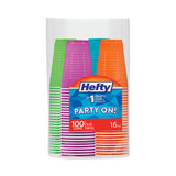 Hefty® Easy Grip Disposable Plastic Party Cups, 16 oz, Assorted Colors, 100/Pack (RFPC21637) Pack of 100