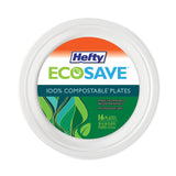 Hefty® ECOSAVE Tableware, Plate, Bagasse, 10.13" dia, White, 16/Pack, 12 Packs/Carton (RFPD71016) Case of 12