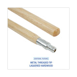 Boardwalk® Metal Tip Threaded Hardwood Broom Handle, 1.13" dia x 60", Natural (BWK138) Each