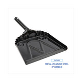 Boardwalk® Metal Dust Pan, 12 x 14, 2 " Handle, 20-Gauge Steel, Black (BWK04212EA) Each