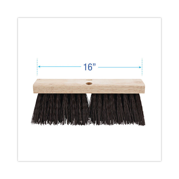 Boardwalk® Street Broom Head, 6.25" Brown Polypropylene Bristles, 16" Brush (BWK73160)