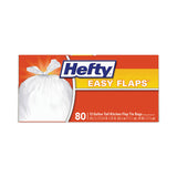 Hefty® Easy Flaps Trash Bags, 13 gal, 0.69 mil, 23.75" x 28", White, 80 Bags/Box, 3 Boxes/Carton (PCTE84563CT) Case of 480