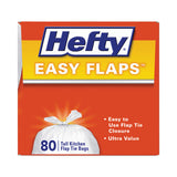 Hefty® Easy Flaps Trash Bags, 13 gal, 0.69 mil, 23.75" x 28", White, 80 Bags/Box, 3 Boxes/Carton (PCTE84563CT) Case of 480