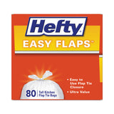 Hefty® Easy Flaps Trash Bags, 13 gal, 0.69 mil, 23.75" x 28", White, 80 Bags/Box, 3 Boxes/Carton (PCTE84563CT) Case of 480