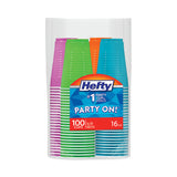 Hefty® Easy Grip Disposable Plastic Party Cups, 16 oz, Assorted Colors, 100/Pack, 4 Packs/Carton (RFPC21637CT) Case of 400
