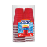 Hefty® Easy Grip Disposable Plastic Party Cups, 9 oz, Red, 50/Pack, 12 Packs/Carton (RFPC20950CT) Case of 600