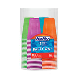 Hefty® Easy Grip Disposable Plastic Party Cups, 16 oz, Assorted Colors, 100/Pack, 4 Packs/Carton (RFPC21637CT) Case of 400