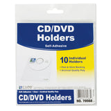 C-Line® Self-Adhesive CD Holder, 1 Disc Capacity, Clear, 10/Pack (CLI70568) Pack of 10