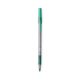BIC Round Stic Grip Xtra Comfort Stick Ballpoint Pen, 1.2mm, Green Ink, Gray Barrel, Dozen (BICGSMG11GN) Box of 12