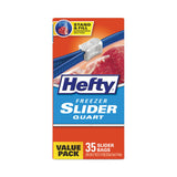 Hefty® Slider Bags, 1 qt, 2.5 mil, 7" x 8", Clear, 35 Bags/Box, 9 Boxes/Carton (RFPR82235CT) Case of 315