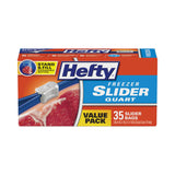 Hefty® Slider Bags, 1 qt, 2.5 mil, 7" x 8", Clear, 35/Box (RFPR82235) Box of 35