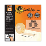 Gorilla® Tough & Clear Double-Sided Mounting Tape, Permanent, Holds Up to 0.25 lb per Inch, 1" x 12.5 ft, Clear (GOR6036002) Each