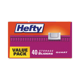 Hefty® Slider Stand and Fill Food Storage Bags, Quart, 8" x 7", Clear, 40 Bags/Box, 9 Boxes/Carton (RFPR88075CT) Case of 360