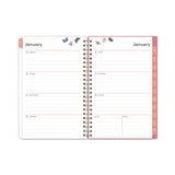 Blue Sky® Fly By Frosted Weekly/Monthly Planner, Butterflies Artwork, 8 x 5, Blush/Pink Cover, 12-Month (Jan to Dec): 2026 (BLS140196) Each