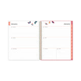 Blue Sky® Fly By Frosted Weekly/Monthly Planner, Butterflies Artwork, 11 x 8.5, Blush/Pink Cover, 12-Month (Jan to Dec): 2026 (BLS140195) Each