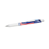 Pentel® EnerGel RTX Stars and Stripes Gel Pen, Retractable, Medium 0.7 mm, Black Ink, Red/White/Blue Barrel, Dozen (PENBL77USAA) 1 Dozen